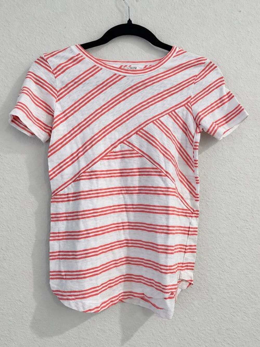 J.Crew Coral Mixed Stripe TShirt sz XXS